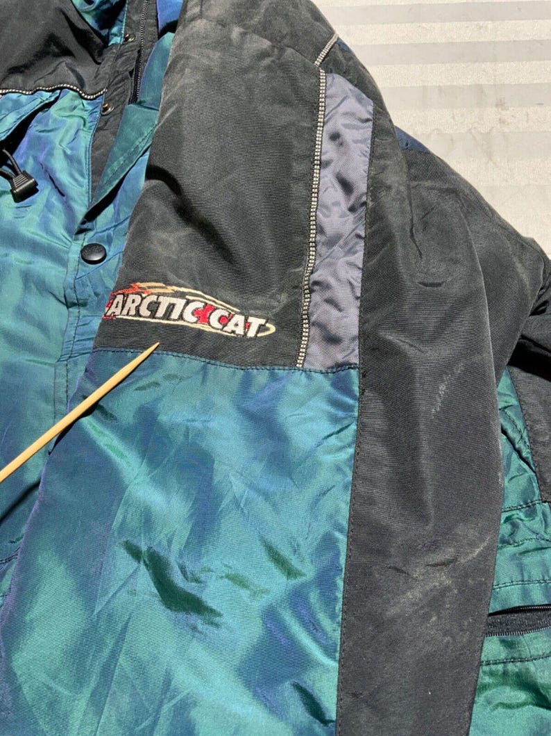 Vintage Arctic Cat Womens Snowmobile Bomber Jacket Large Full Zip Made