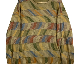 Vintage Northern Isles Geometric Knitted Sweater Size XL Multicolor 90s