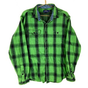 Polo Ralph Lauren Flannel Shirt Size 2XL Green Plaid Button Up