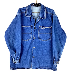 Vintage Sean John Denim Jean Jacket Size Large Blue Button Up
