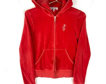 Juicy Couture Velour Women&#39;s Sweatshirt Hoodie Medium Pink Full Zip Y2k