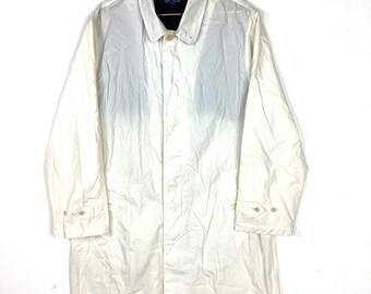 Vintage Polo Ralph Lauren Leichte Trenchcoat-Jacke mit Knöpfen Gr. XL Weiß 90s