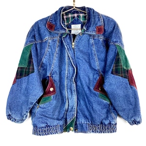 Vintage 1990s Women’s Denim Jacket Women&#39;s Size Small Blue Lined Bomber
