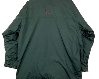 Vintage Nike Swoosh Snap Button Fleece Lined Jacket Size Medium Green 90s