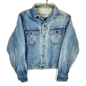 Vintage 1970s Big Yank Western Style Denim Jean Jacket Small Blue Snap Button