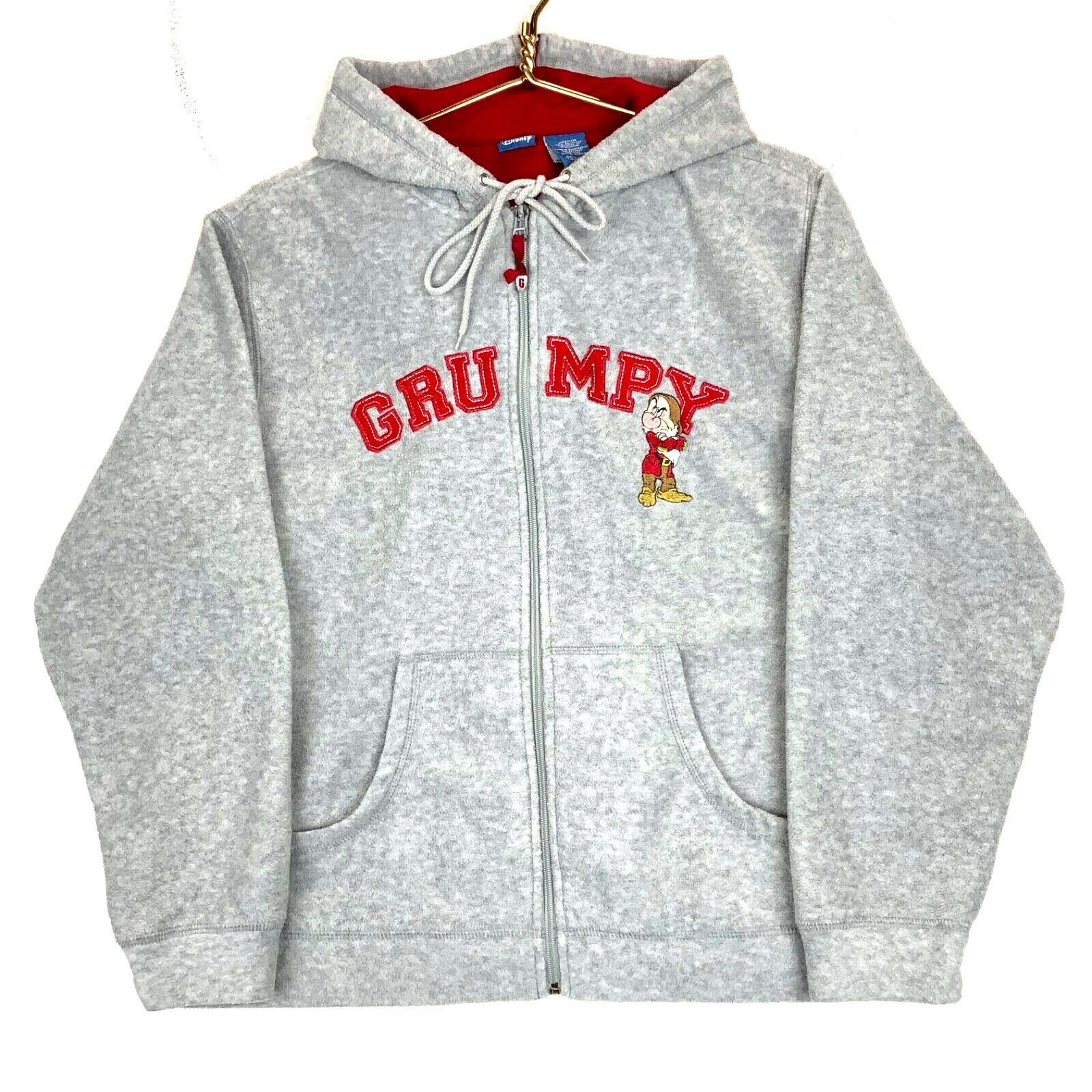 Vintage Grumpy Snow White Disney Full Zip Fleece Sweater Jacket Size Medium Gray