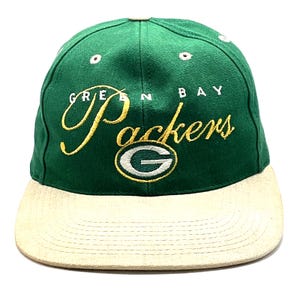 Vintage Green Bay Packers Script StrapBack Hat Cap Adjustable Nfl