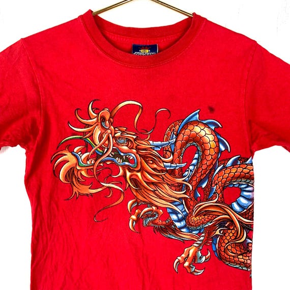 【L】 JNCO JEANS ジンコ ドラゴン Tシャツ USA製 IB1256 Vintage Jnco Jeans Dragon T-shirt Youth Medium Red Double