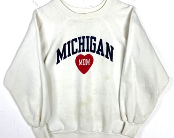 Vintage Champion Michigan Mom Damen Sweatshirt Crewneck Groß Made in Usa 80er Jahre