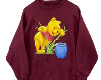 Vintage Winnie The Pooh Hunny sudadera Crewneck medio rojo 90s