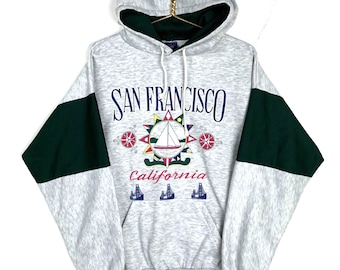 Vintage San Francisco California Sailors Sweatshirt Hoodie Large Made In Usa 90s