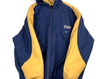 Vintage Los Angeles Rams Nike Hooded Full Zip Jacket Size 2XL Blue Nfl