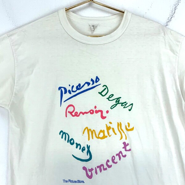 Vintage Picasso Degan Monet Vincent Renoir Matisse T-Shirt Medium White Art Tee