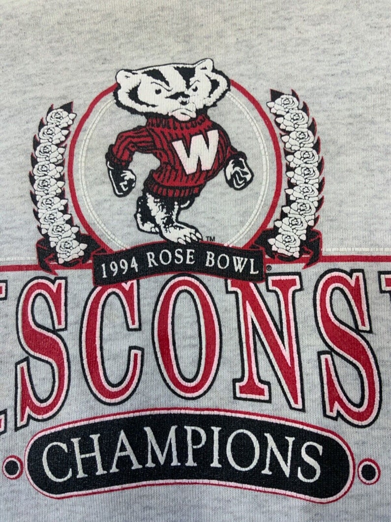 Vintage Wisconsin Badgers Sweatshirt Crewneck Large Gopher Gray Ncaa 90s image 5