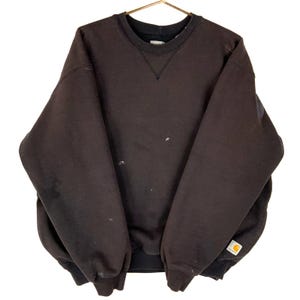 Vintage Carhartt Sweatshirt Crewneck Size XL Black Lined Distressed Work Wear