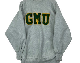 Vintage George Mason Patriots Champion Reverse Weave Sweatshirt 2XL Gray Ncaa