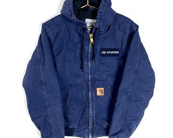 Carhartt Quilted Full Zip Hooded Jacket Small Blaue Arbeitskleidung