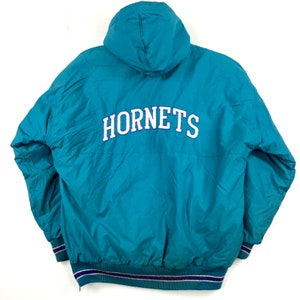 Vintage 90s Nylon Colour-Block Purple Starter Charlotte Hornets NBA 1/2 Zip  Hooded Windbreaker Jacket - Medium– Domno Vintage