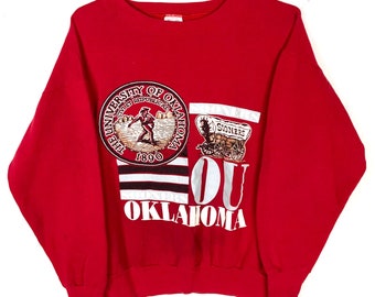 Vintage University Of Oklahoma Sooners Sweatshirt Large Red Ncaa 90s