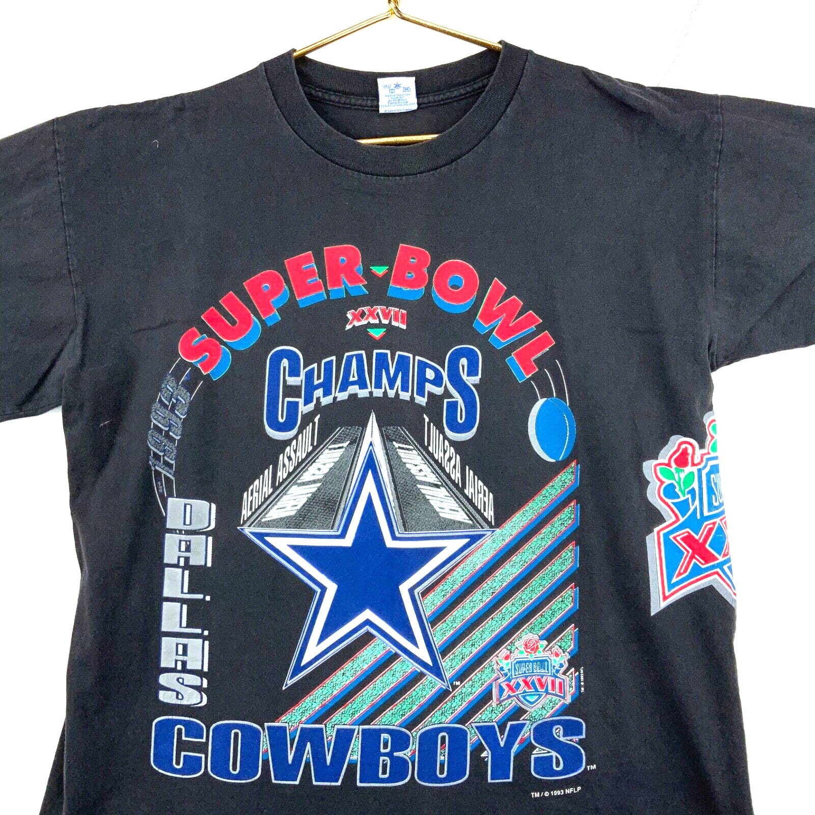 Vtg Dallas Cowboys Super Bowl Salem T-shirt XL Black 1993 Nfl Wrap