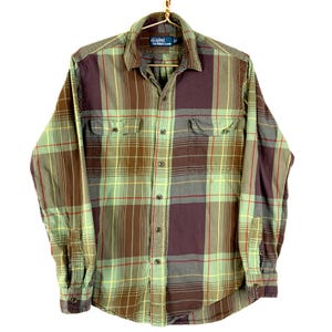 Vintage Polo Ralph Lauren Flannel Shirt Size Medium Multicolor Plaid Long Sleeve