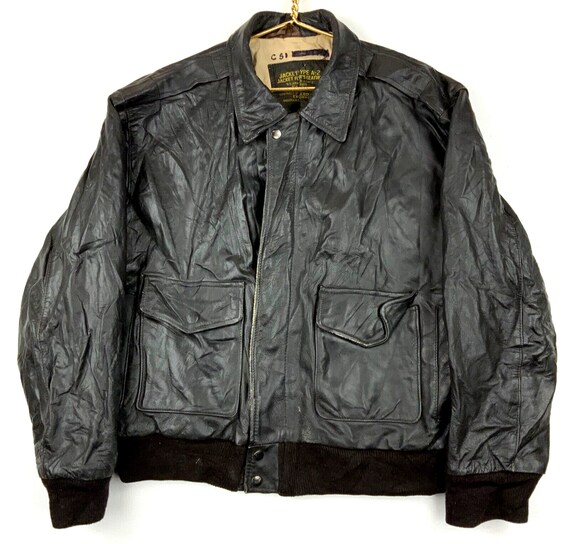 Vintage Us Army Type A-2 Full Zip Leather Flyers Bomber Jacket