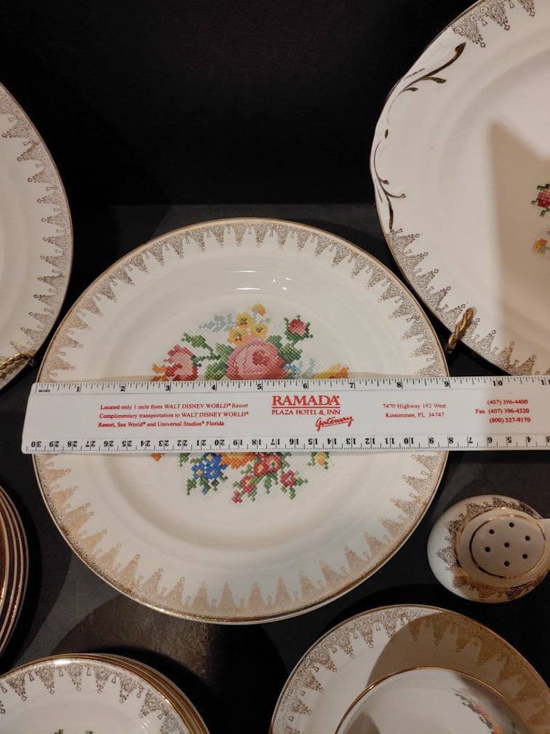 Crown Potteries Co. Vintage Dishes Needlepoint Cross Stitch Etsy
