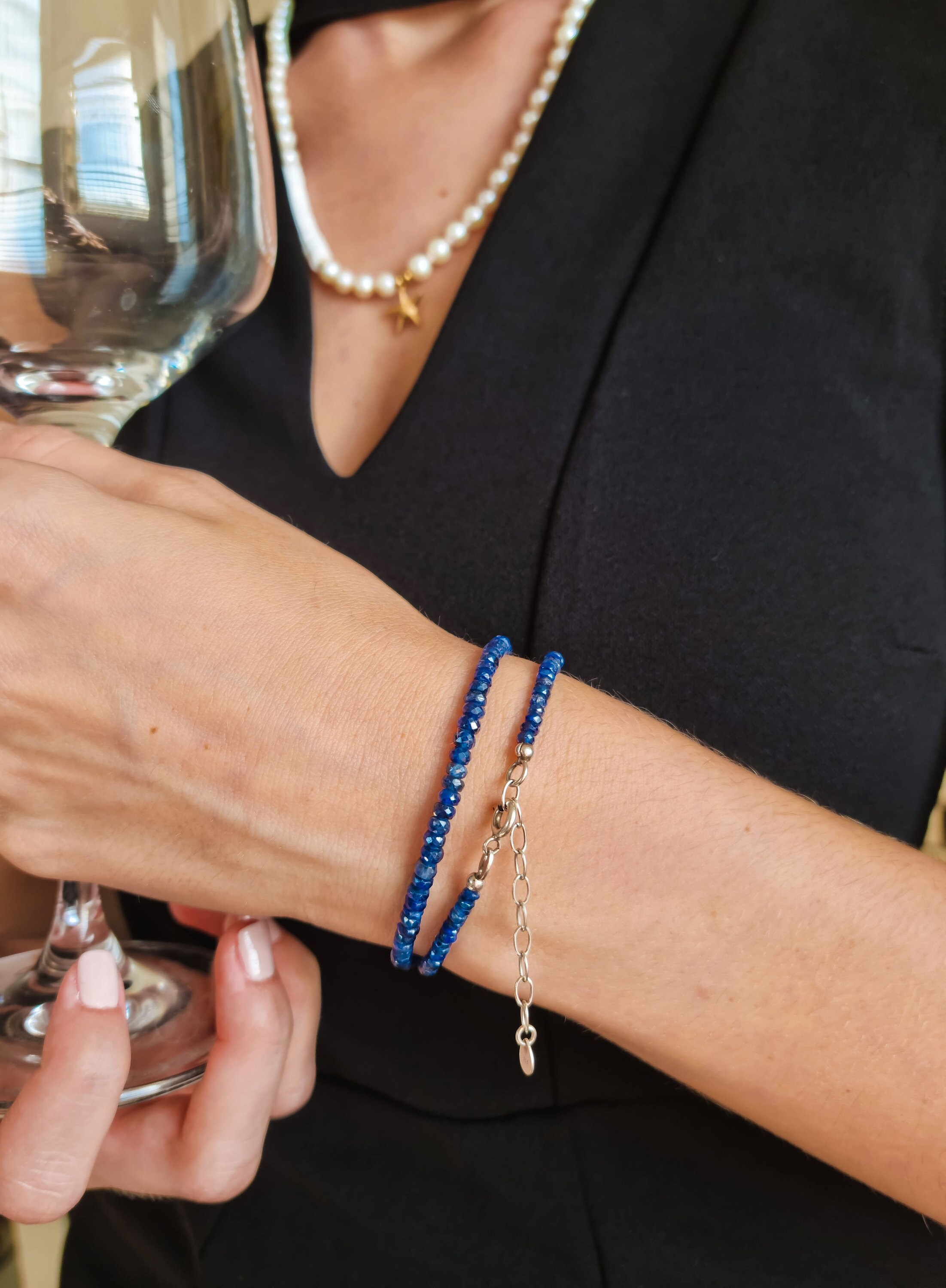 Bracelet for women Natural Sapphire gemstone made of Silver Etsy