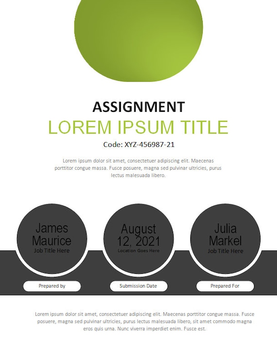 Sample Assignment Cover Page Design