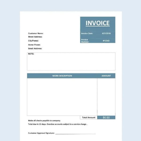 Basic Service Invoice Template