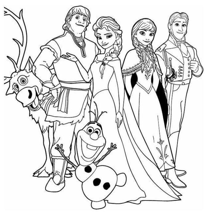 Elsa Anna Olaf Coloring Pages for Girls, Frozen Cartoon Coloring