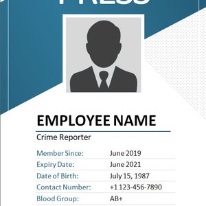Download Press Reporter ID Card Template