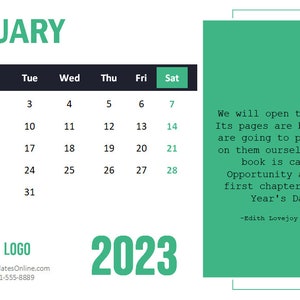 Download Awesome Month Calendar Template with an Inspirational Quote for each Month – MS Word Template