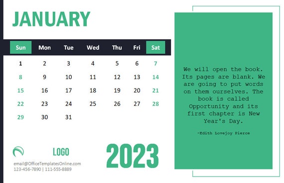 Download Awesome Month Calendar Template With an Inspirational Quote for  Each Month MS Word Template - Etsy