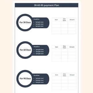 30 60 90 Payment Plan Template