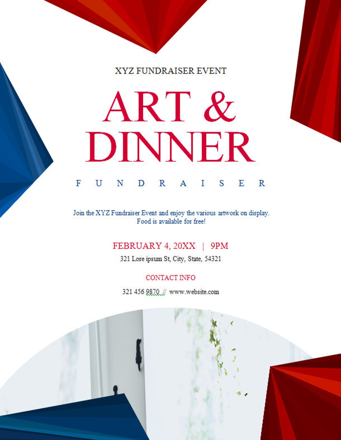 Art and Dinner Fundraiser Flyer Template for MS Word Etsy