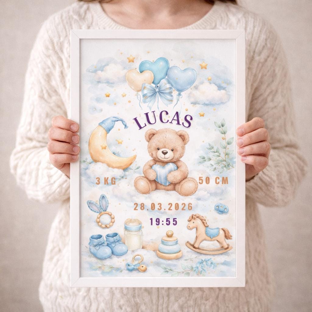 Personalized Baby Boy Gift | Baby Gift | Birth Announcement Poster With ...