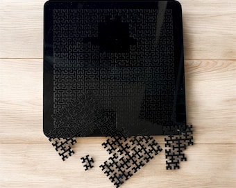 Hilbert Curve Fractal Black Acrylic Puzzle: Challenging Brain Teaser