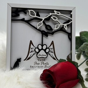 Personalized Pet Memorial Frame: Black & White Silhouette Gift