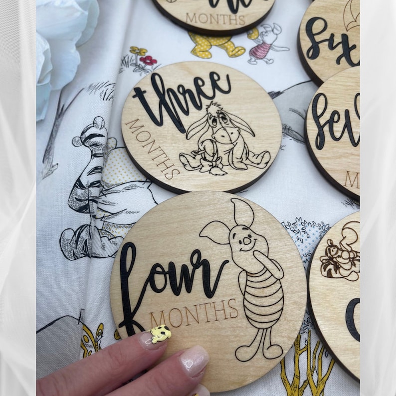 Winnie the Pooh Baby Milestone Markers: Baltic Birch Wood, Nursery ...
