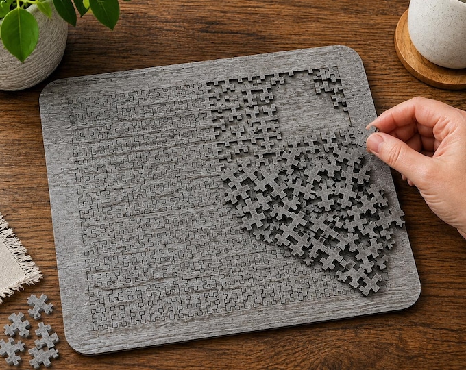 Wooden Hilbert Curve Fractal Puzzle: Geometric Challenge Game for Adults