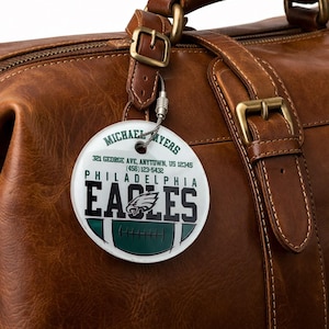 Philadelphia Football Luggage Tag, Round Acrylic Sports Travel Accessory, Eagles Sports Fans