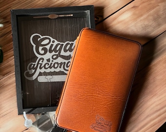 Personalized Cigar Gift Set: Leather Cigar Case & Shadow Box
