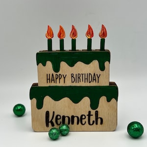 Geburtstagskuchen Geldkarte | Geburtstagskuchen Geldgeschenk | Geburtstagskuchenhalter aus Holz | Personalisierte Geburtstag Geldhalter