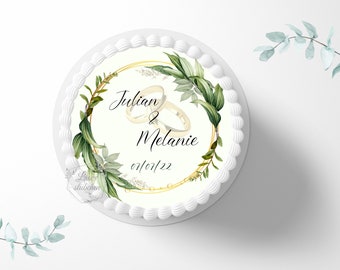 Tortenaufleger Hochzeit 20cm rund personalisiert|Tortendeko|Zuckerdeko|Kuchendeko|Kuchenaufleger|Fondant|Zuckerbild|Hochzeitstorte|Trauung