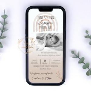 Invitación digital bautizo personalizada|Autoimpresión|Enviar por Whatsapp|Bautismo|Tarjeta|Tarjeta de invitación|Archivo|JPG|eCard|Ceremonia de bautizo