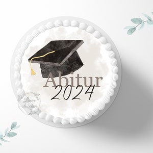 Tortenaufleger Abitur 20cm rund |Tortendeko|Zuckerdeko|Kuchendeko|Abschlusskuchen|Fondant|Zuckerbild|Hochschulreife|Abi|Schulabgänger