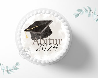 Cake topper diplôme d'études secondaires 20 cm rond | décoration de gâteau | décoration en sucre | décoration de gâteau | gâteau de remise des diplômes | fondant | image en sucre | diplôme d'entrée à l'université | diplômé du secondaire