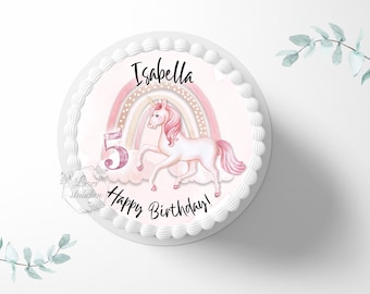 Cake topper birthday 20 cm round personalized | unicorn | rainbow | cake decoration | sugar decoration | cake decoration | cake topper | fondant | horse