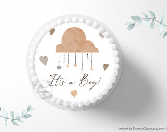 Tortenaufleger Taufe 20cm rund personalisiert|Its a Boy|Boho|Tortendeko|Zuckerdeko|Kuchendeko|Kuchenaufleger|Fondant|Genderreveal|Babyparty